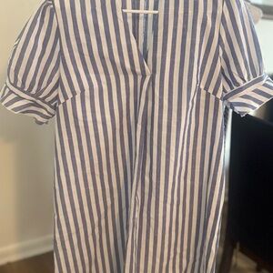 Blue and White Striped Dress